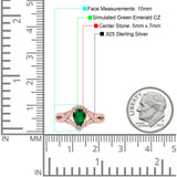 Halo Art Deco Wedding Pear Bridal Ring Crisscross Round Simulated Cubic Zirconia 925 Sterling Silver