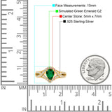 Halo Art Deco Wedding Pear Bridal Ring Crisscross Round Simulated Cubic Zirconia 925 Sterling Silver