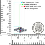 Halo Art Deco Wedding Pear Bridal Ring Crisscross Round Simulated Cubic Zirconia 925 Sterling Silver