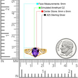 Teardrop Dainty Art Deco Pear Wedding Engagement Bridal Ring Round Simulated Cubic Zirconia 925 Sterling Silver