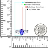 Teardrop Dainty Art Deco Pear Wedding Engagement Bridal Ring Round Simulated Cubic Zirconia 925 Sterling Silver