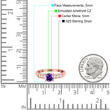 Art Deco Wedding Engagement Bridal Ring Round Simulated Cubic Zirconia 925 Sterling Silver