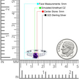 Art Deco Wedding Engagement Bridal Ring Round Simulated Cubic Zirconia 925 Sterling Silver