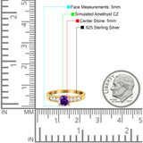 Art Deco Wedding Engagement Bridal Ring Round Simulated Cubic Zirconia 925 Sterling Silver