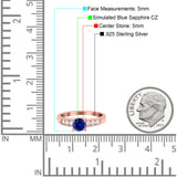 Art Deco Wedding Engagement Bridal Ring Round Simulated Cubic Zirconia 925 Sterling Silver