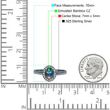 Halo Oval Art Deco Wedding Engagement Bridal Ring Round Simulated Cubic Zirconia 925 Sterling Silver