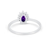 Petite Dainty Thumb Ring Round Simulated Cubic Zirconia 925 Sterling Silver