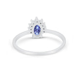 Petite Dainty Thumb Ring Round Simulated Cubic Zirconia 925 Sterling Silver