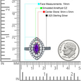 Marquise Vintage Halo Wedding Ring Simulated Cubic Zirconia 925 Sterling Silver