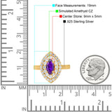 Marquise Vintage Halo Wedding Ring Simulated Cubic Zirconia 925 Sterling Silver