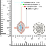 Marquise Vintage Halo Wedding Ring Simulated Cubic Zirconia 925 Sterling Silver