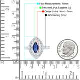 Marquise Vintage Halo Wedding Ring Simulated Cubic Zirconia 925 Sterling Silver