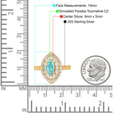 Marquise Vintage Halo Wedding Ring Simulated Cubic Zirconia 925 Sterling Silver