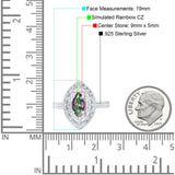 Marquise Vintage Halo Wedding Ring Simulated Cubic Zirconia 925 Sterling Silver