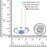 Heart Art Deco Engagement Promise Ring Simulated Cubic Zirconia 925 Sterling Silver