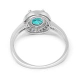 Halo Art Deco Wedding Ring Simulated Cubic Zirconia 925 Sterling Silver