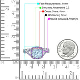 Cushion Wedding Ring Simulated Amethyst Cubic Zirconia 925 Sterling Silver