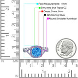 Cushion Wedding Ring Simulated Amethyst Cubic Zirconia 925 Sterling Silver