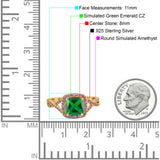 Cushion Wedding Ring Simulated Amethyst Cubic Zirconia 925 Sterling Silver