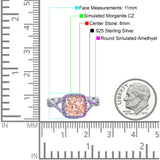 Cushion Wedding Ring Simulated Amethyst Cubic Zirconia 925 Sterling Silver