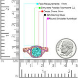 Cushion Wedding Ring Simulated Amethyst Cubic Zirconia 925 Sterling Silver