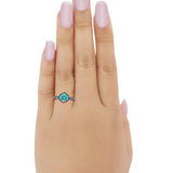 Halo Floral Wedding Ring Round Simulated Cubic Zirconia 925 Sterling Silver