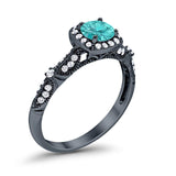 Halo Art Deco Wedding Ring Simulated Cubic Zirconia 925 Sterling Silver