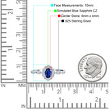 Halo Art Deco Oval Wedding Engagement Ring Simulated Cubic Zirconia 925 Sterling Silver