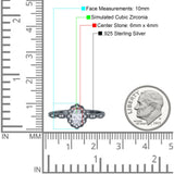Halo Art Deco Oval Wedding Engagement Ring Simulated Cubic Zirconia 925 Sterling Silver