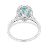 Halo Art Deco Oval Wedding Engagement Bridal Ring Round Cubic Zirconia 925 Sterling Silver