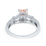 Three Stone Engagement Ring Radiant Simulated Cubic Zirconia 925 Sterling Silver