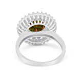Halo Cocktail Wedding Engagement Ring Round Cubic Zirconia 925 Sterling Silver