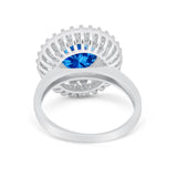 Halo Cocktail Wedding Engagement Ring Round Cubic Zirconia 925 Sterling Silver