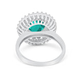 Halo Cocktail Wedding Engagement Ring Round Cubic Zirconia 925 Sterling Silver