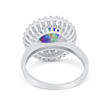 Halo Cocktail Wedding Engagement Ring Round Cubic Zirconia 925 Sterling Silver