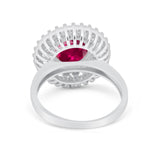 Halo Cocktail Wedding Engagement Ring Round Cubic Zirconia 925 Sterling Silver