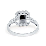 Halo Radiant Cut Wedding Ring Simulated Cubic Zirconia 925 Sterling Silver