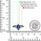 Vintage Art Deco Marquise Wedding Ring Simulated Cubic Zirconia 925 Sterling Silver