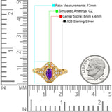 Marquise Art Deco Wedding Engagement Bridal Ring Accent Vintage Round Simulated Cubic Zirconia 925 Sterling Silver