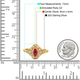 Marquise Art Deco Wedding Engagement Bridal Ring Accent Vintage Round Simulated Cubic Zirconia 925 Sterling Silver