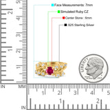Vintage Style Wedding Bridal Ring Round Simulated Cubic Zirconia 925 Sterling Silver