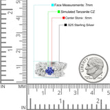 Vintage Style Wedding Bridal Ring Round Simulated Cubic Zirconia 925 Sterling Silver