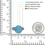 Peace Sign Ring Inlay Round Lab Created Opal 925 Sterling Silver