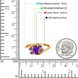 Oval Art Deco Wedding Ring Simulated Amethyst Cubic Zirconia 925 Sterling Silver