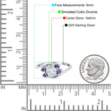Oval Art Deco Wedding Ring Simulated Amethyst Cubic Zirconia 925 Sterling Silver