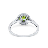 Halo Wedding Bridal Ring Round Simulated Cubic Zirconia 925 Sterling Silver