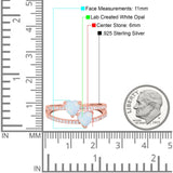 Heart Promise Ring Double Heart Created White Opal Round Simulated Cubic Zirconia 925 Sterling Silver