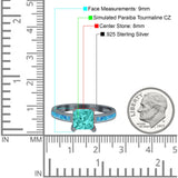 Solitaire Accent Fashion Ring Princess Cut Simulated Cubic Zirconia Created Opal 925 Sterling Silver