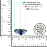Fashion Heart Ring Oval Simulated Cubic Zirconia 925 Sterling Silver