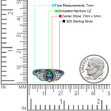 Fashion Heart Ring Oval Simulated Cubic Zirconia 925 Sterling Silver